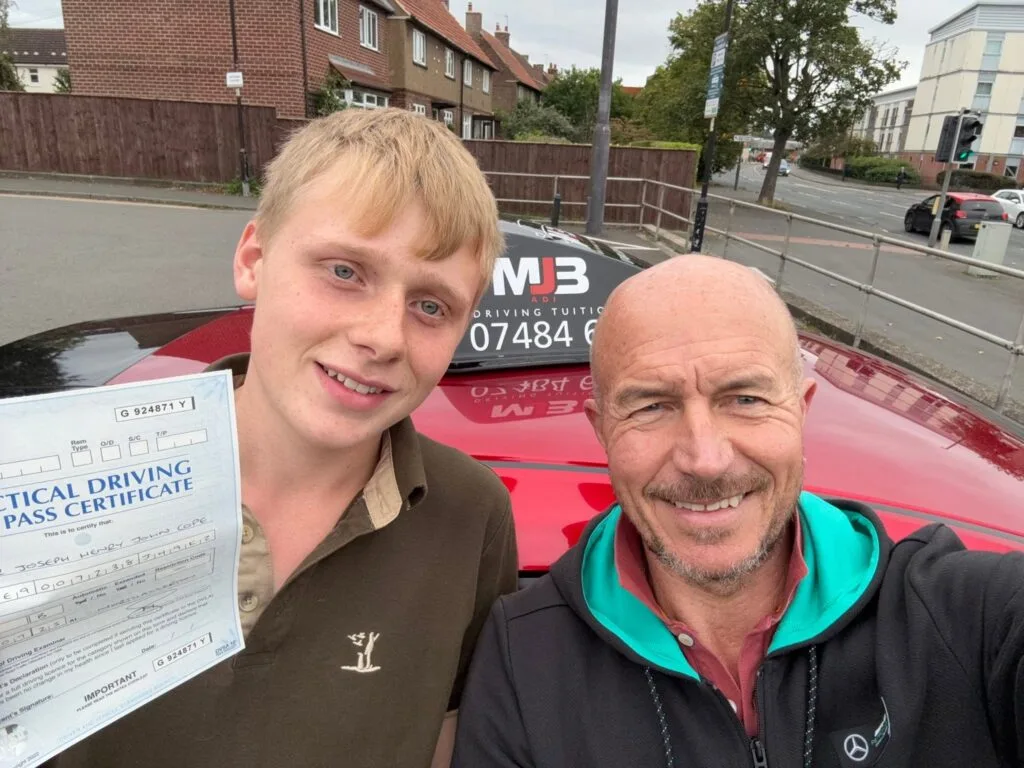Mike with recently passed driving student in Darlington